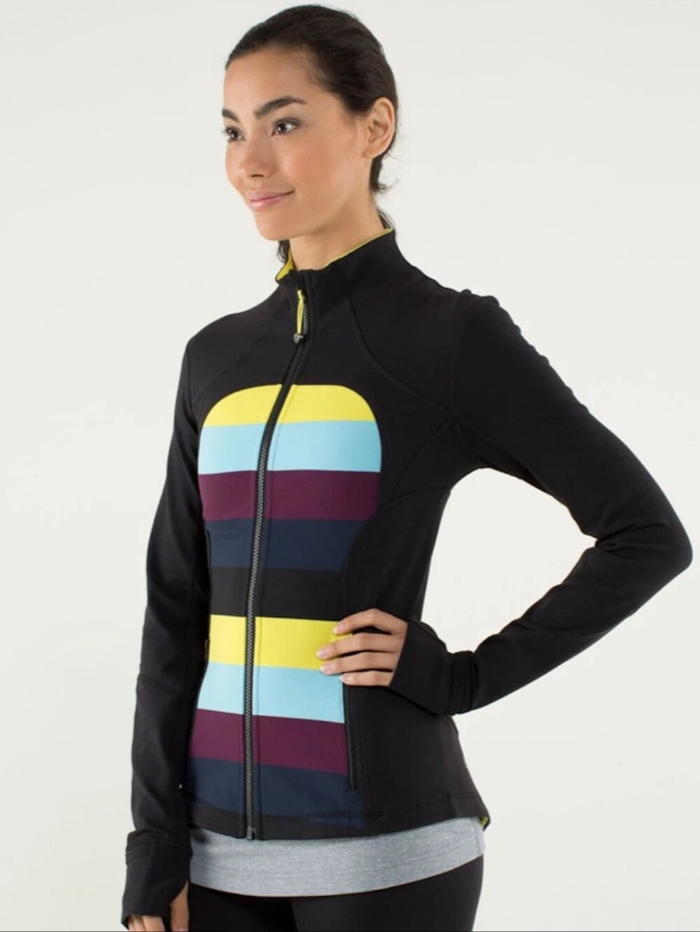 Lululemon Forme Jacket II Pow Stripe Split Pea Black Size 4